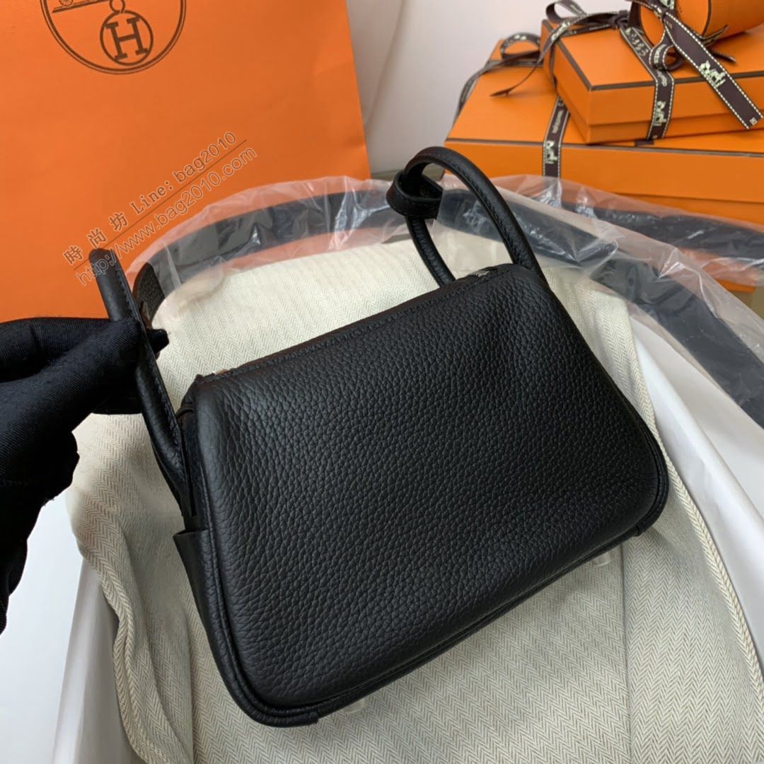 Hermesn琳迪包 愛馬仕miniLindy手提肩背包 TC皮 89黑色 頂級純手工  am2201